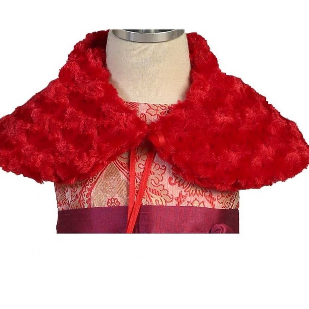 Little Girls Infant Short Faux Fur Shoulder Collar Cape Flower Girl Dress Coat